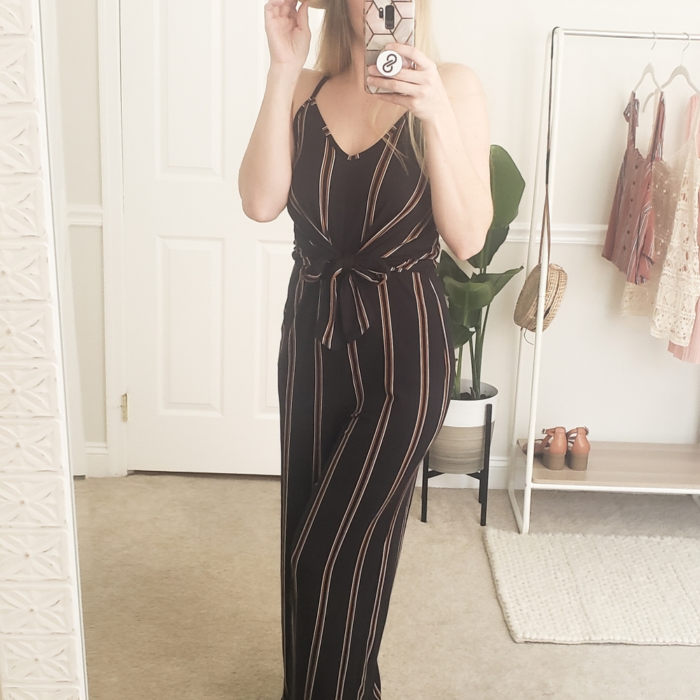 ⬇️ Black Striped Knit Cami Jumpsuit 1 LEFT! - Picture 3 of 8